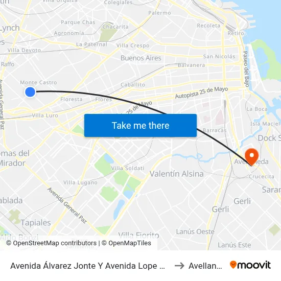 Avenida Álvarez Jonte Y Avenida Lope De Vega to Avellaneda map