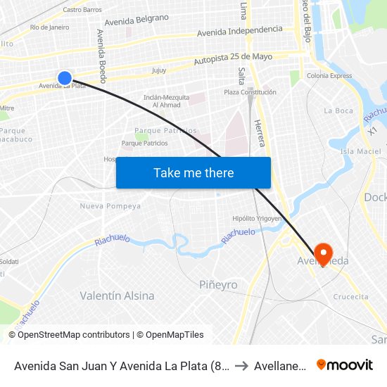 Avenida San Juan Y Avenida La Plata (88) to Avellaneda map