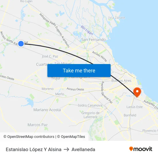 Estanislao López Y Alsina to Avellaneda map