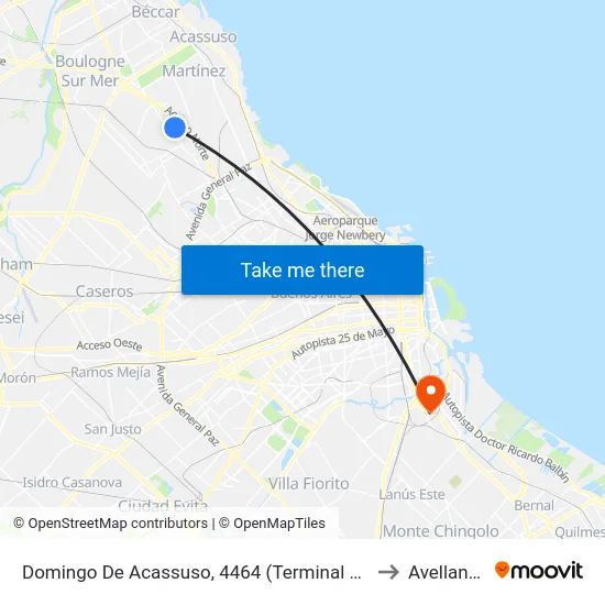 Domingo De Acassuso, 4464 (Terminal Línea 59) to Avellaneda map
