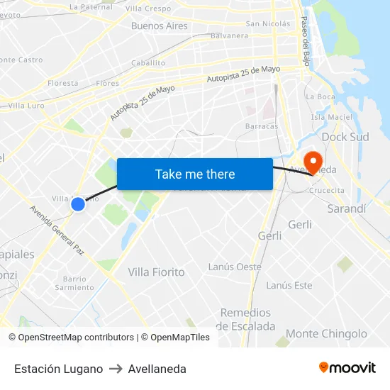 Estación Lugano to Avellaneda map