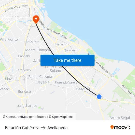 Estación Gutiérrez to Avellaneda map