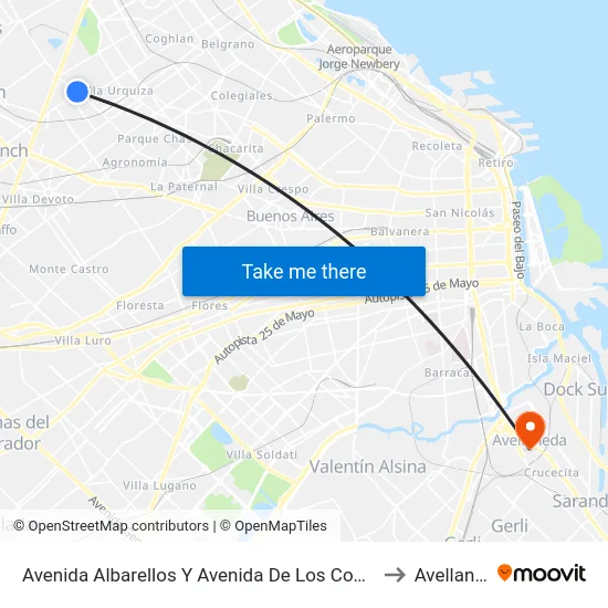Avenida Albarellos Y Avenida De Los Constituyentes to Avellaneda map