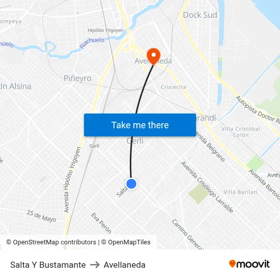 Salta Y Bustamante to Avellaneda map