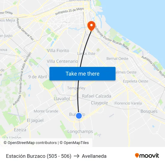 Estación Burzaco (505 - 506) to Avellaneda map