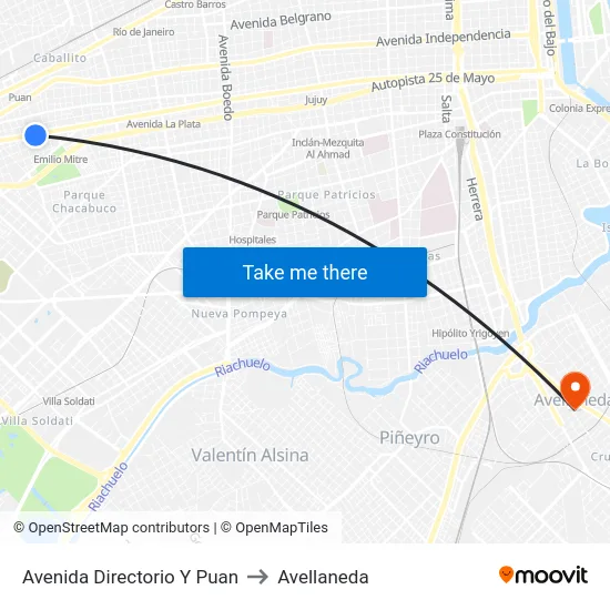 Avenida Directorio Y Puan to Avellaneda map