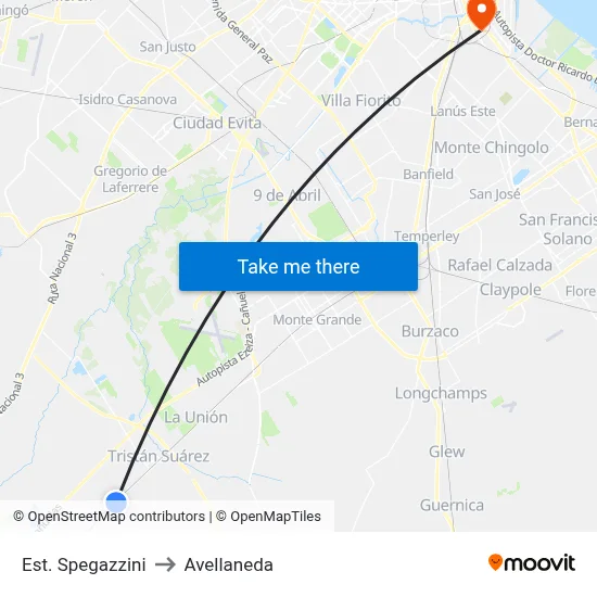 Est. Spegazzini to Avellaneda map