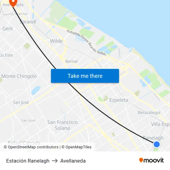 Estación Ranelagh to Avellaneda map