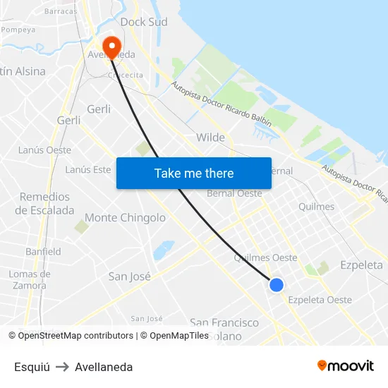 Esquiú to Avellaneda map