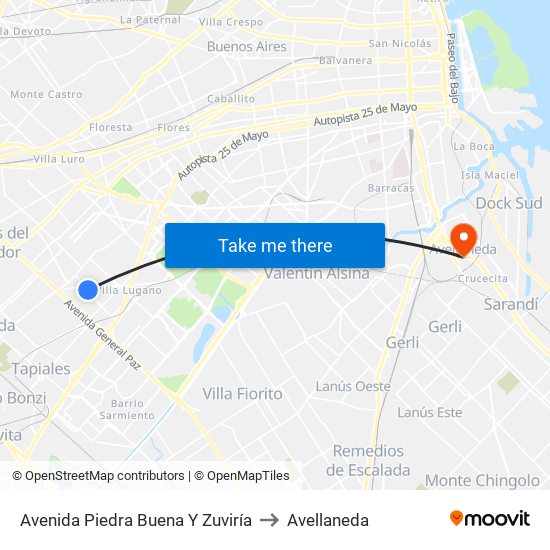Avenida Piedra Buena Y Zuviría to Avellaneda map