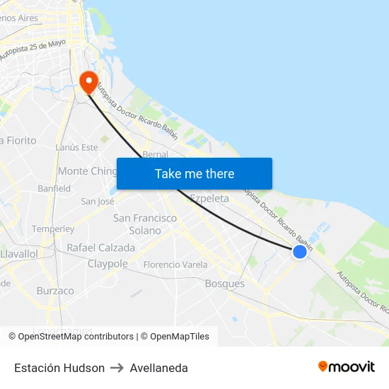 Estación Hudson to Avellaneda map