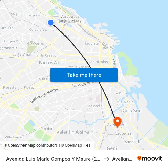 Avenida Luis María Campos Y Maure (29 - 59) to Avellaneda map