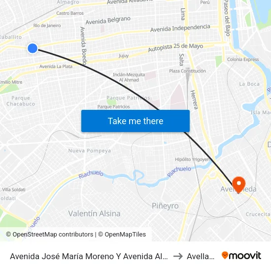 Avenida José María Moreno Y Avenida Alberdi (42 - 135) to Avellaneda map