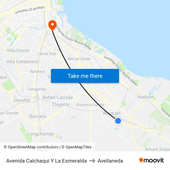Avenida Calchaquí Y La Esmeralda to Avellaneda map