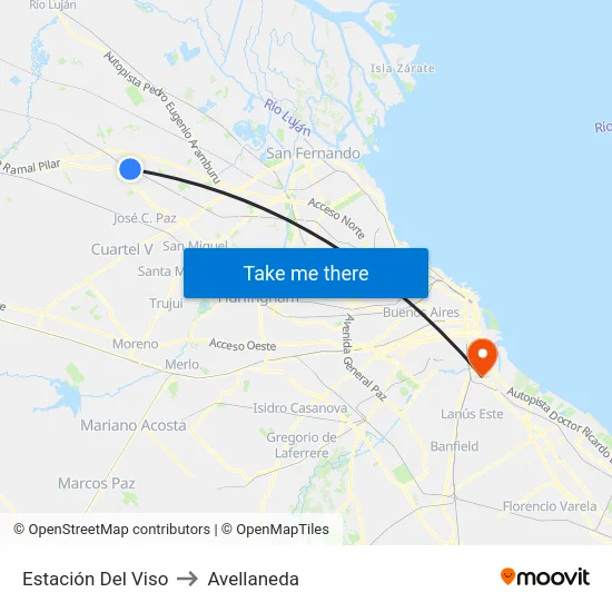 Estación Del Viso to Avellaneda map