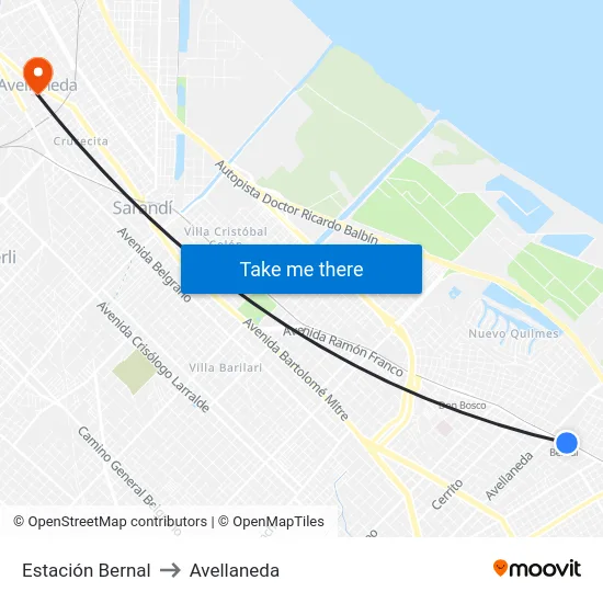 Estación Bernal to Avellaneda map