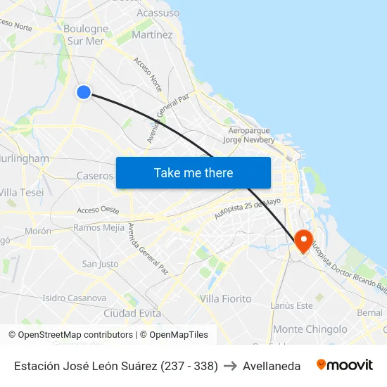 Estación José León Suárez (237 - 338) to Avellaneda map