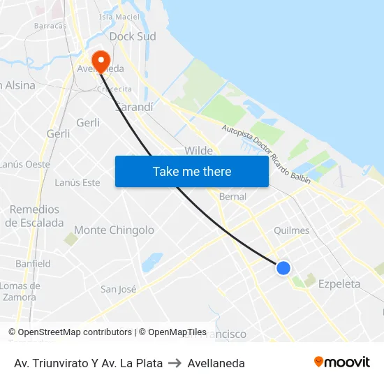 Av. Triunvirato Y Av. La Plata to Avellaneda map