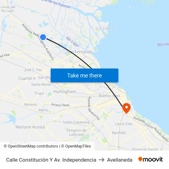 Calle Constitución Y Av. Independencia to Avellaneda map