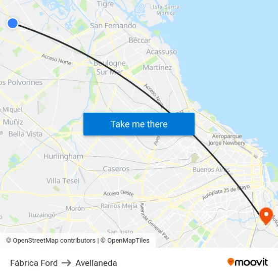 Fábrica Ford to Avellaneda map