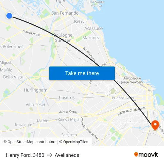 Henry Ford, 3480 to Avellaneda map