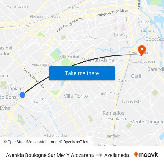 Avenida Boulogne Sur Mer Y Arozarena to Avellaneda map