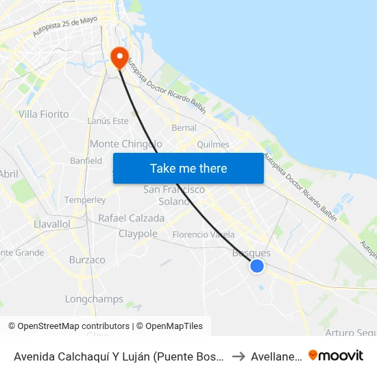 Avenida Calchaquí Y Luján (Puente Bosques) to Avellaneda map