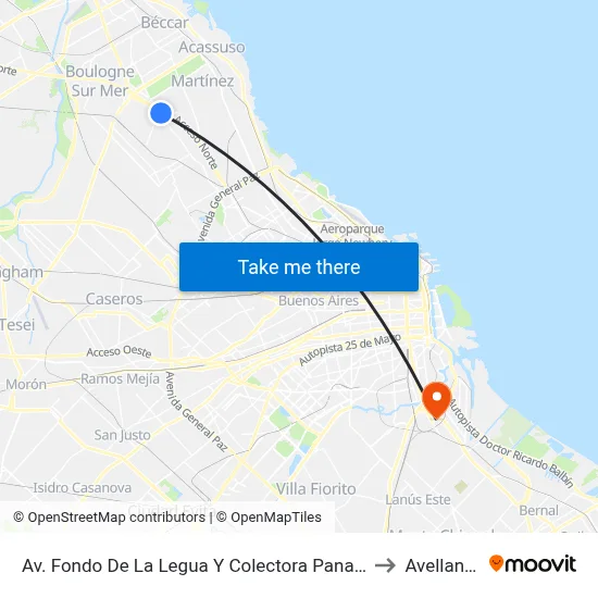 Av. Fondo De La Legua Y Colectora Panamericana to Avellaneda map