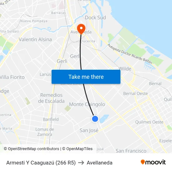 Armesti Y Caaguazú (266 R5) to Avellaneda map