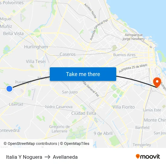 Italia Y Noguera to Avellaneda map