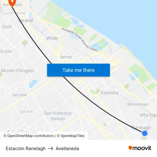 Estación Ranelagh to Avellaneda map