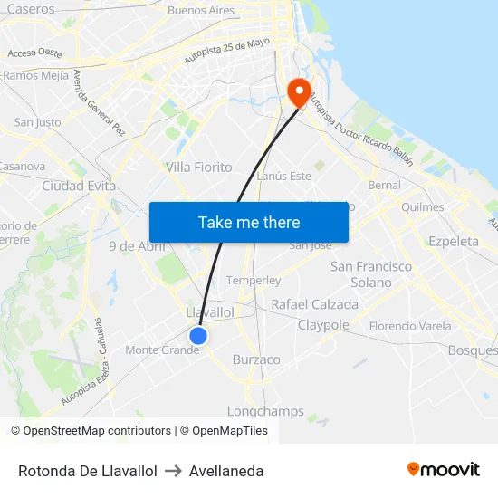 Rotonda De Llavallol to Avellaneda map