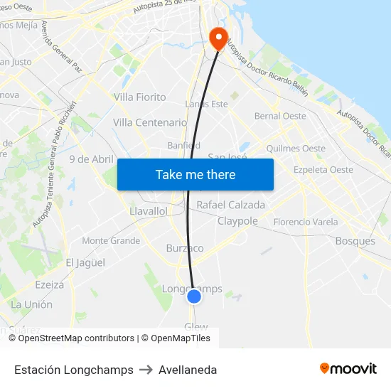 Estación Longchamps to Avellaneda map