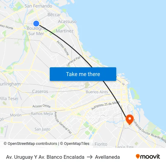 Av. Uruguay Y Av. Blanco Encalada to Avellaneda map