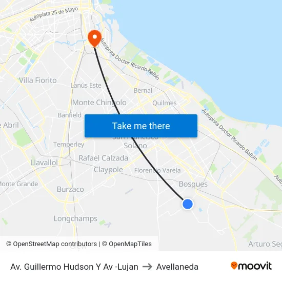 Av. Guillermo Hudson Y Av -Lujan to Avellaneda map