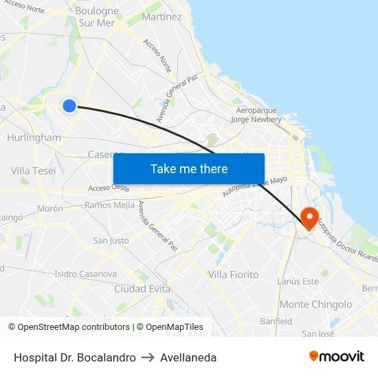 Hospital Dr. Bocalandro to Avellaneda map