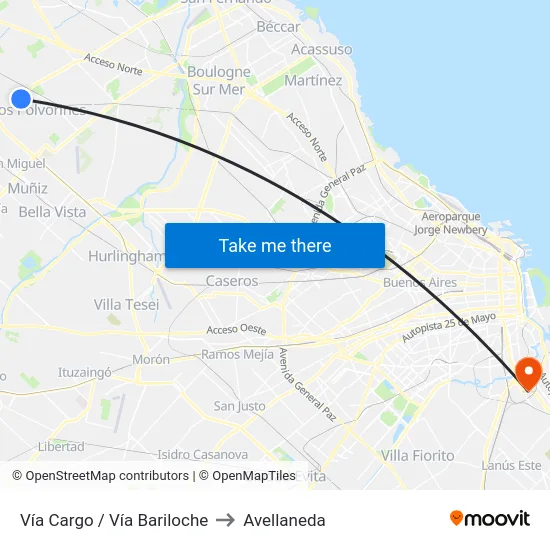 Vía Cargo / Vía Bariloche to Avellaneda map