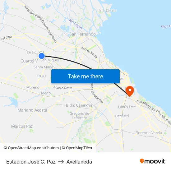 Estación José C. Paz to Avellaneda map