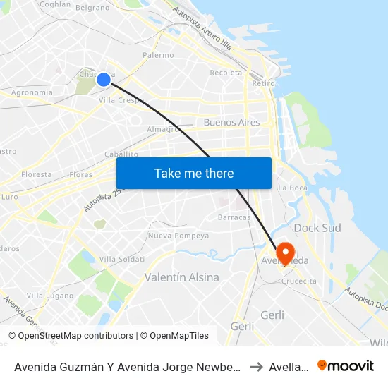 Avenida Guzmán Y Avenida Jorge Newbery (93 - 111 - 176) to Avellaneda map