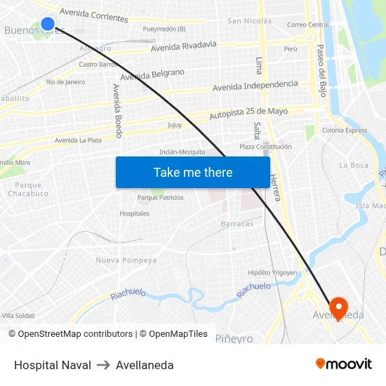 Hospital Naval to Avellaneda map