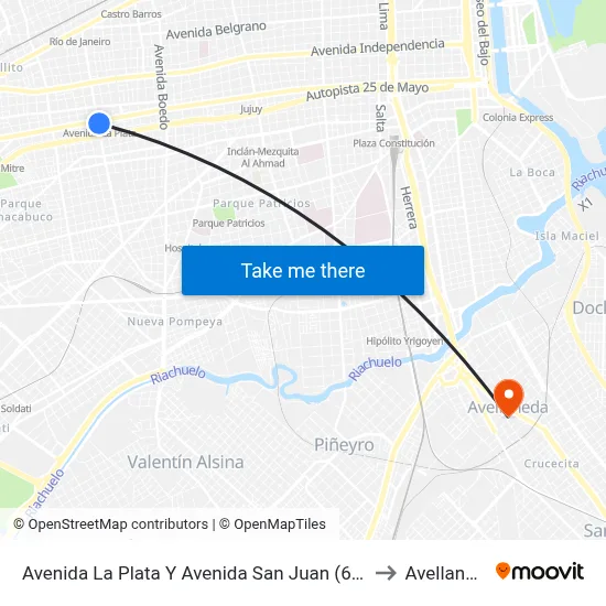 Avenida La Plata Y Avenida San Juan (65 - 85) to Avellaneda map