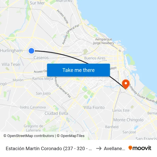 Estación Martín Coronado (237 - 320 - 326) to Avellaneda map