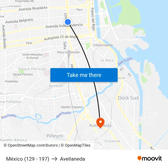 México (129 - 197) to Avellaneda map