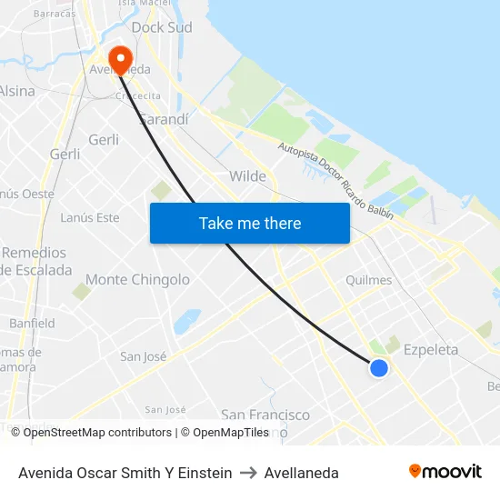 Avenida Oscar Smith Y Einstein to Avellaneda map
