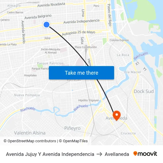 Avenida Jujuy Y Avenida Independencia to Avellaneda map