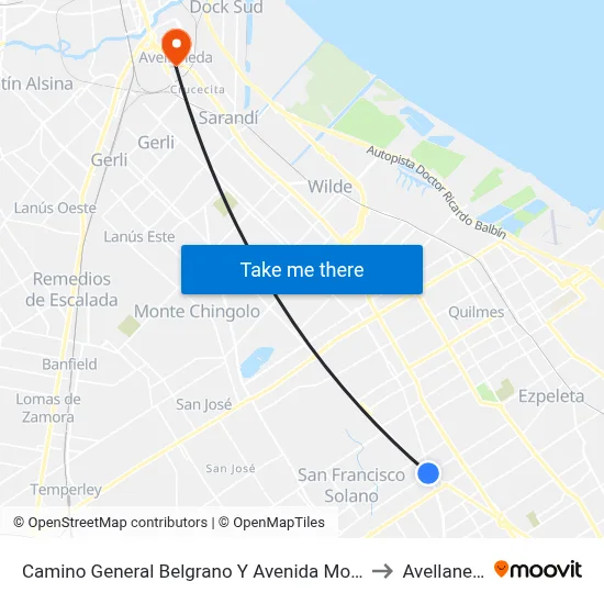 Camino General Belgrano Y Avenida Mosconi to Avellaneda map