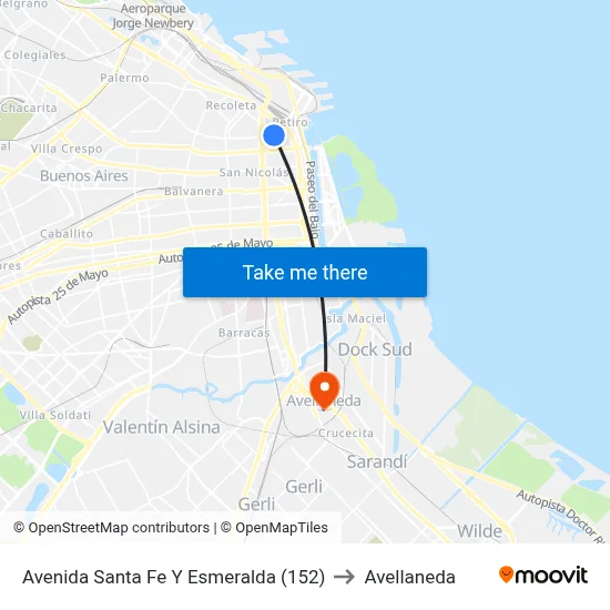 Avenida Santa Fe Y Esmeralda (152) to Avellaneda map