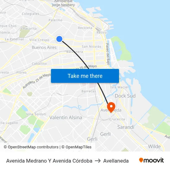 Avenida Medrano Y Avenida Córdoba to Avellaneda map