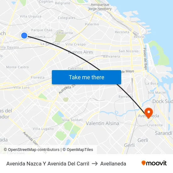 Avenida Nazca Y Avenida Del Carril to Avellaneda map