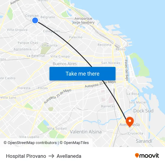 Hospital Pirovano to Avellaneda map